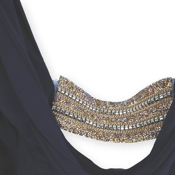 Marina Navy Blue Rhinestone Cocktail Evening Dress 12 - Picture 4 of 8